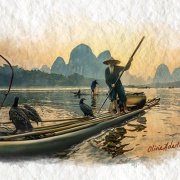 Fisherman-1, Watercolor - by Olivia Adato